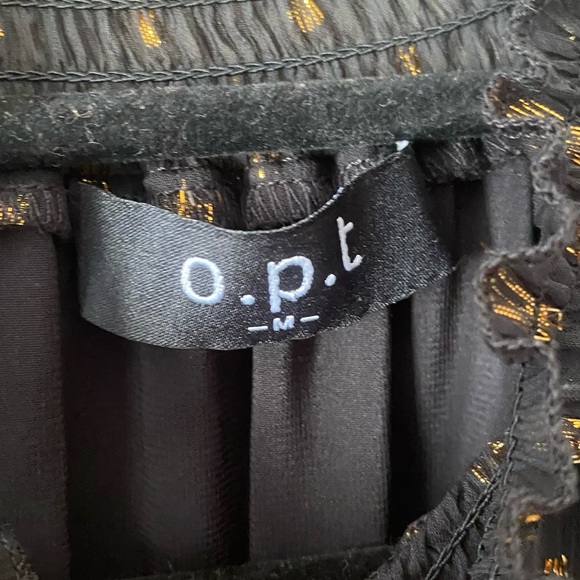 O.p.t. Lluvia Long Sleeve Mini Dress Size S Black Gold Metallic Christmas Chic - Picture 4 of 9